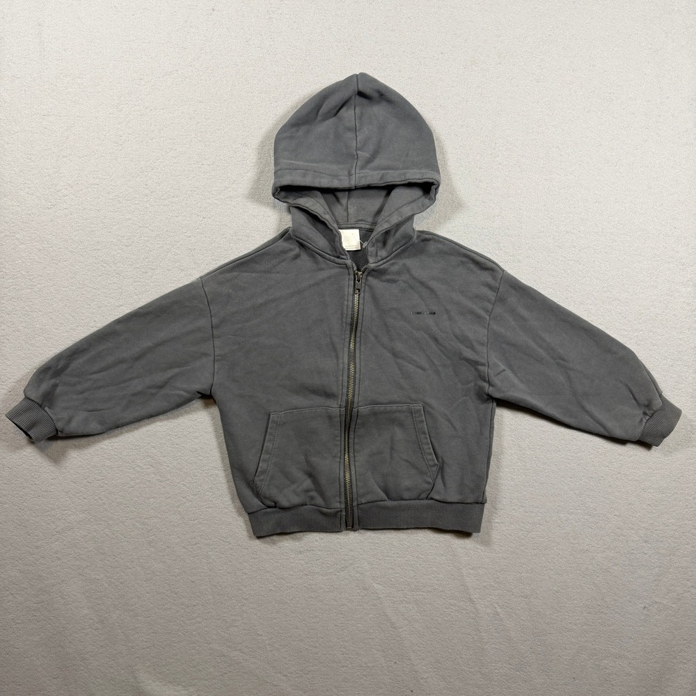 Zara Kids Boys Future Goals Zip Up Hoodie Size 5 Gray Long Sleeve Sweatshirt